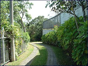 Property is fenced by walls and high security fences